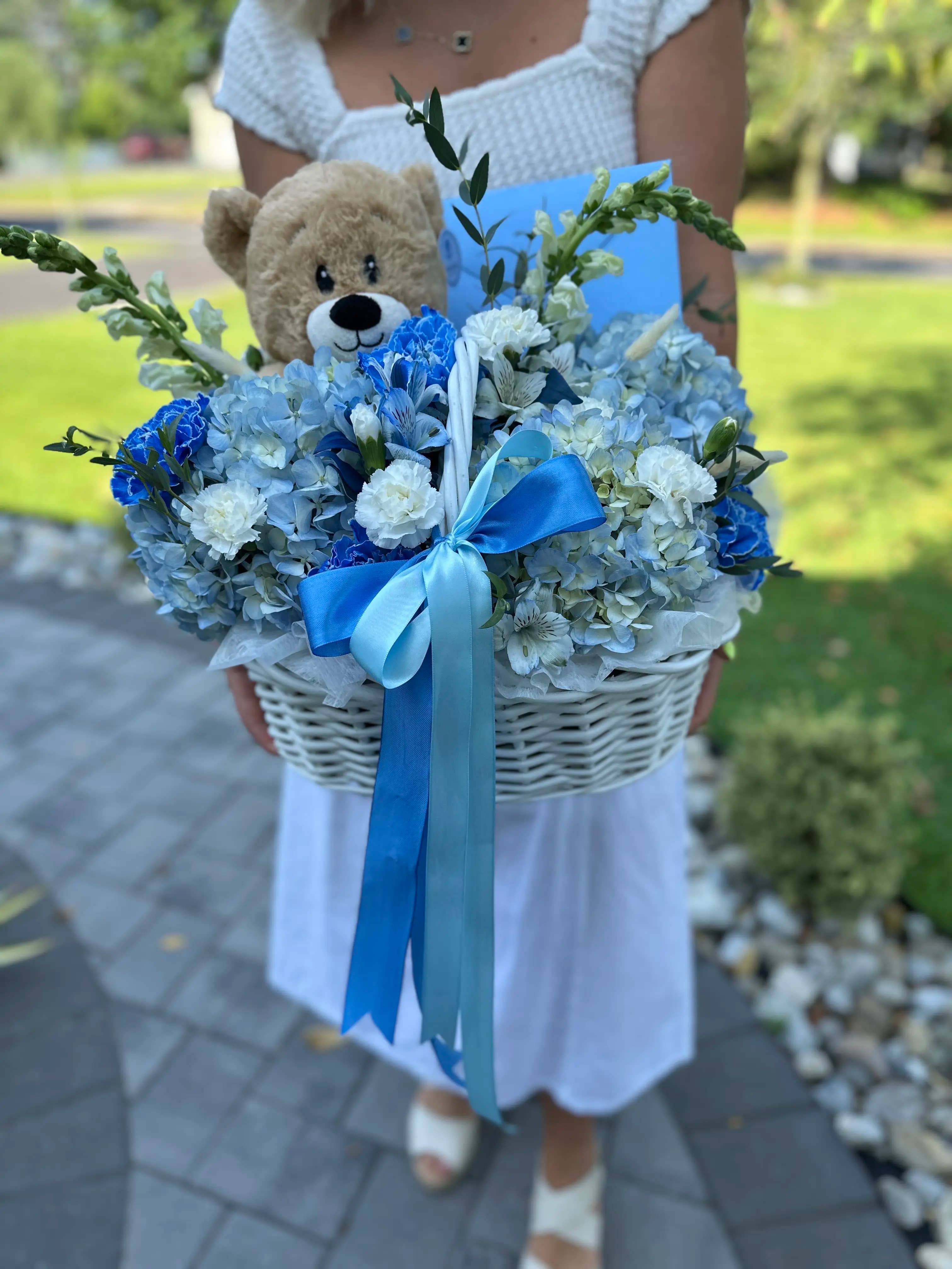 Baby Boy Welcome Basket with Bear